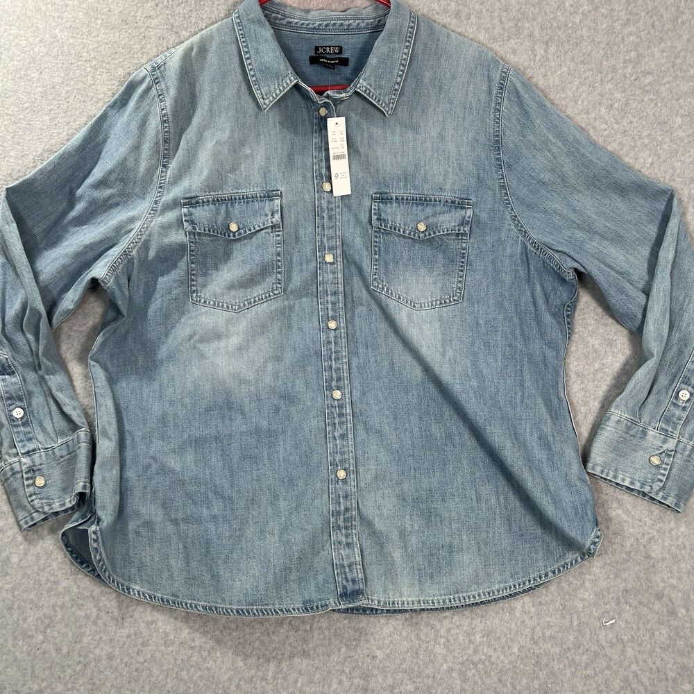 J Crew Wren slim western denim shirt in Callie wash size 20 pearl snap